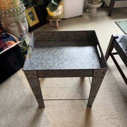 Farmhouse silver Metal tray table, side stand, plant stand
