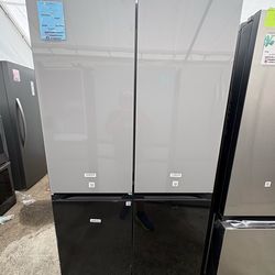 Samsung Bespoke Flex Refrigerator With Beverage Center In Grey And Charcoal Glass