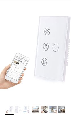 LOSSOT Smart Light Switches Fan Celling Wall Switch Compatible with Alexa and Google Home,APP Remote Timer and Fan Speed Control (White)