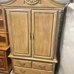 Large Solid Wood Armoire 