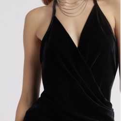 Open Edit black Velour Halter Top Excellent Condition  Size XS  If you have any questions about sizing or shipping pls feel free to reach out ☺️ Offer