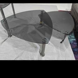  Smoked Glass Cocktail Table With 2 End Tables