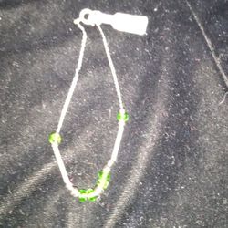 Sterling Silver And Emerald Bracelet