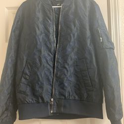 H&M Floral Print Navy Bomber Jacket 