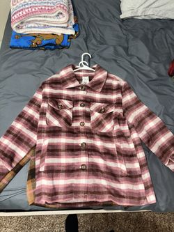 Pink Plaid Button Up, M