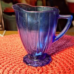 Hazel-Atlas Newport "Hairpin" Cobalt Blue Footed Creamer