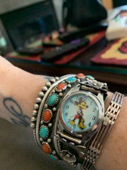 Turquoise and sterling silver watch