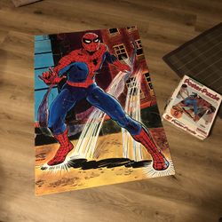 Vintage 1974 Aurora Giant Spider-Man Poster Puzzle #5205 Complete 