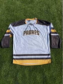 San Diego Padres Hockey-Style Cronenworth Jersey in White, Brown & Gold Size M
