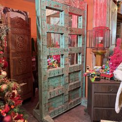 Antique, Extremely Solid Wood Metal Door Mirror