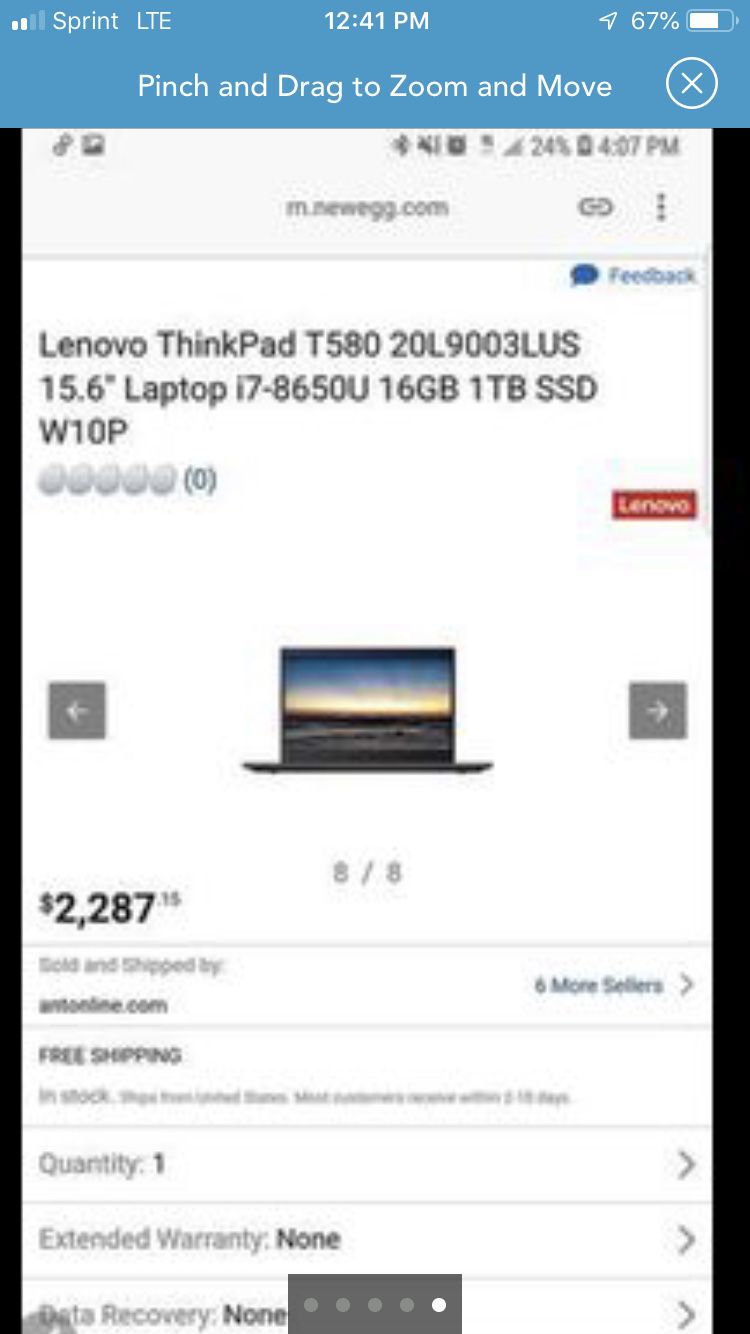 Unopened Lenovo T580 1TB Thinkpad