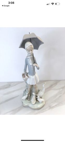 Vintage Lladro "Girl with Umbrella and Geese" Figurine  Fulgencio Garcia