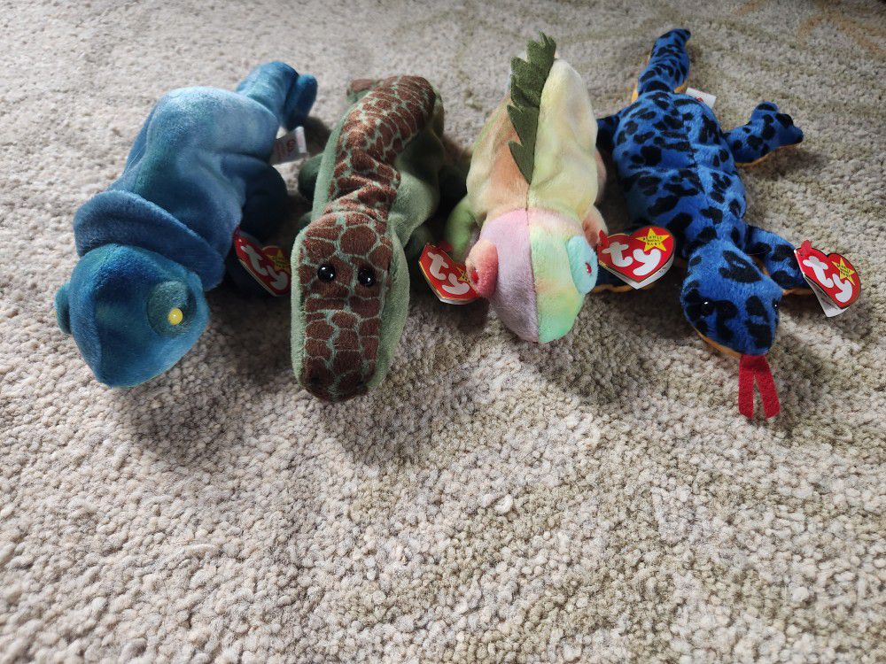 Beanie Babies - Lot of 4 Reptiles 