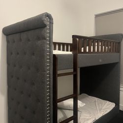 GREY AND BROWN TWIN BUNKBED