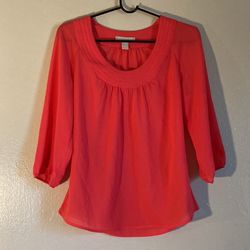 Banana Republic Coral Transparent Tunic Blouse Women Size XS