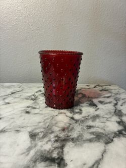 Red Hobnail Glass Tumbler