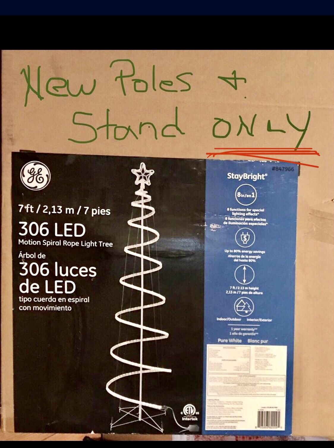 GE Spiral LED Tree REPLACEMENT PARTS - New Metal Poles and Stand