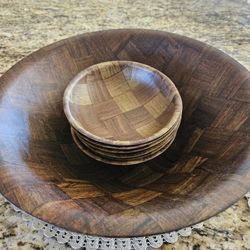 Vintage Wooden Salad Bowl Set!