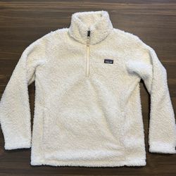 Patagonia Fleece Pullover Women’s XL 14 Sherpa White 1/4 Zip Los Gatos Outdoor