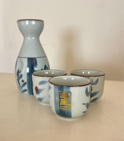 Used Ceramic Sake Set with Carafe and 3 Cups