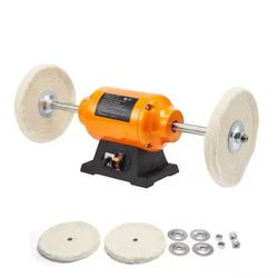 854# Bench Buffer Polisher, 1/2HP, 1725/3450RPM, with 2PCS Cotton Wheels & Cast Iron Base for Metal