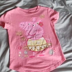 Jumping Beans Girls 3T Pink Peppa Pig Glitter Graphic Tee Short Sleeve Cotton