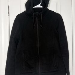 Figs Essential Fleece Full Zip Hoodie Sweatshirt Black Medium