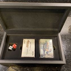 MGM Marriott BONVOY Ambassador Elite Leather Box for 2 Card Decks & Dice 3x6x11”