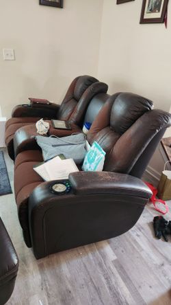 2 Piece Electric Leather Couch Set