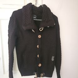 Mens Dark Brown Sweater Cardigan  Size Large 