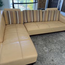 Genuine leather sofa In Beige