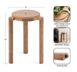 Stuart 14 in. Natural Round Wood End Table