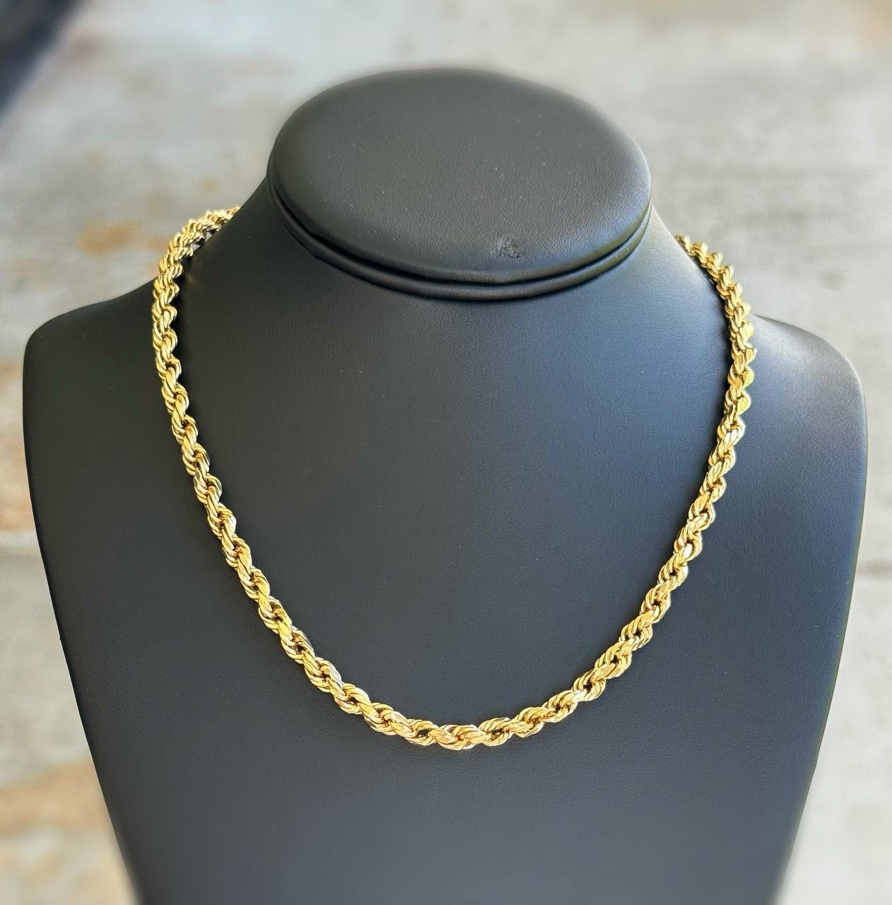 Jewelry 14k hollow yellow gold Rope necklace chain 18.0" 6.000mm width