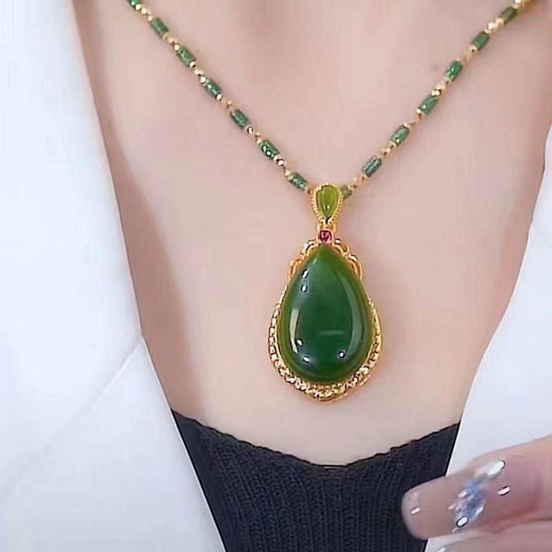Niche design sense diamond inlaid water drop pendant...