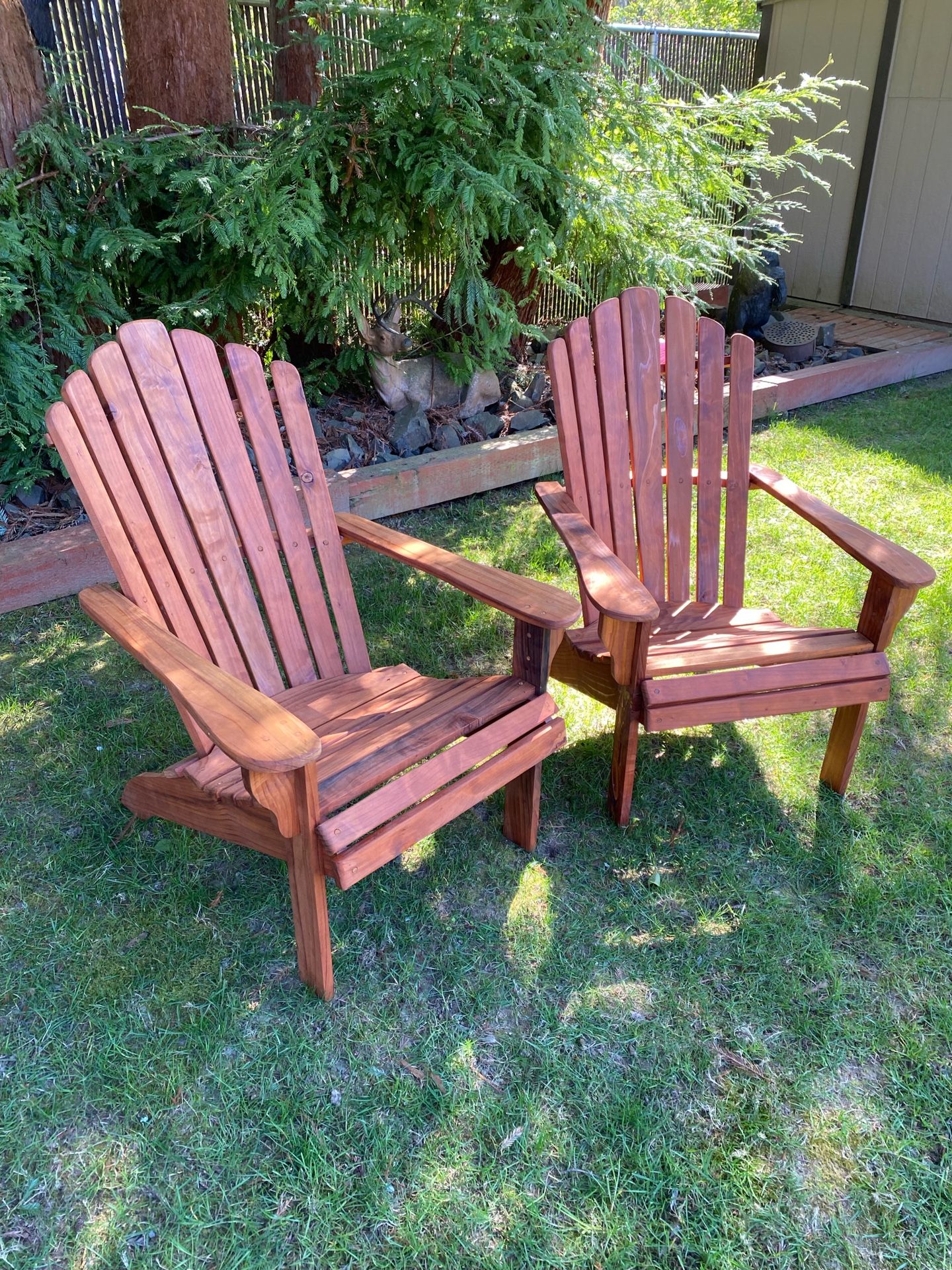 Set Of Redwood Adirondack Chairs