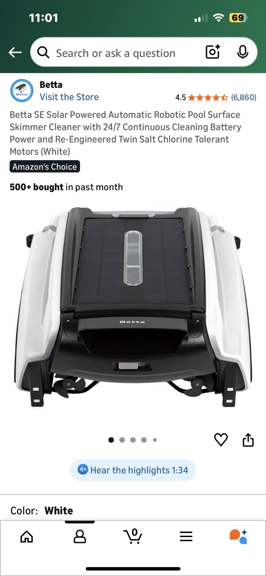 Beta SE Solar Power Premium Pool Skimmer