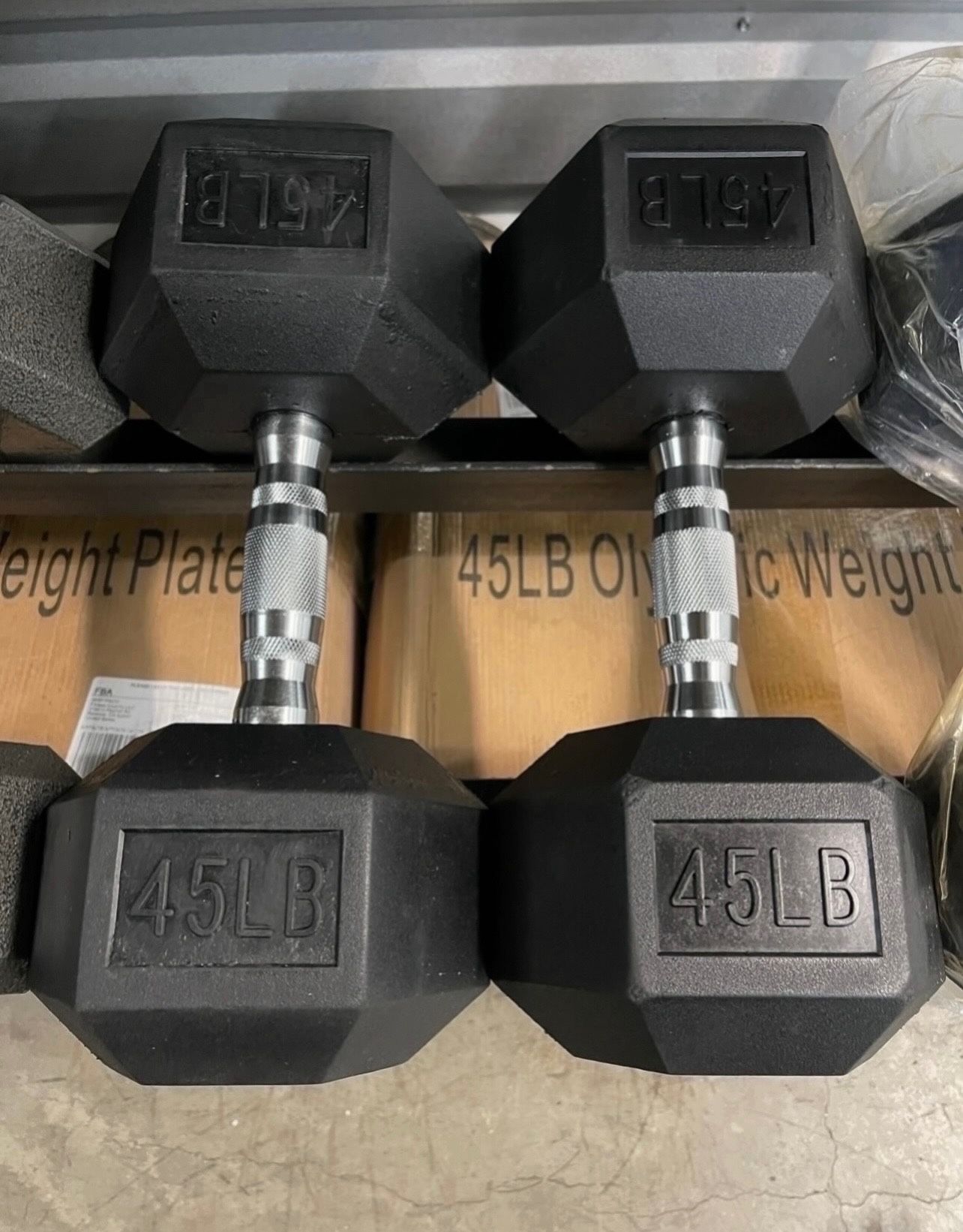 45 lbs Hex Rubber Dumbbell Weights…. (Brand New) Home Gym Fitness….