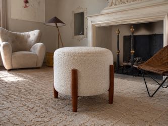 Bouclé Accent Ottoman / Footstool