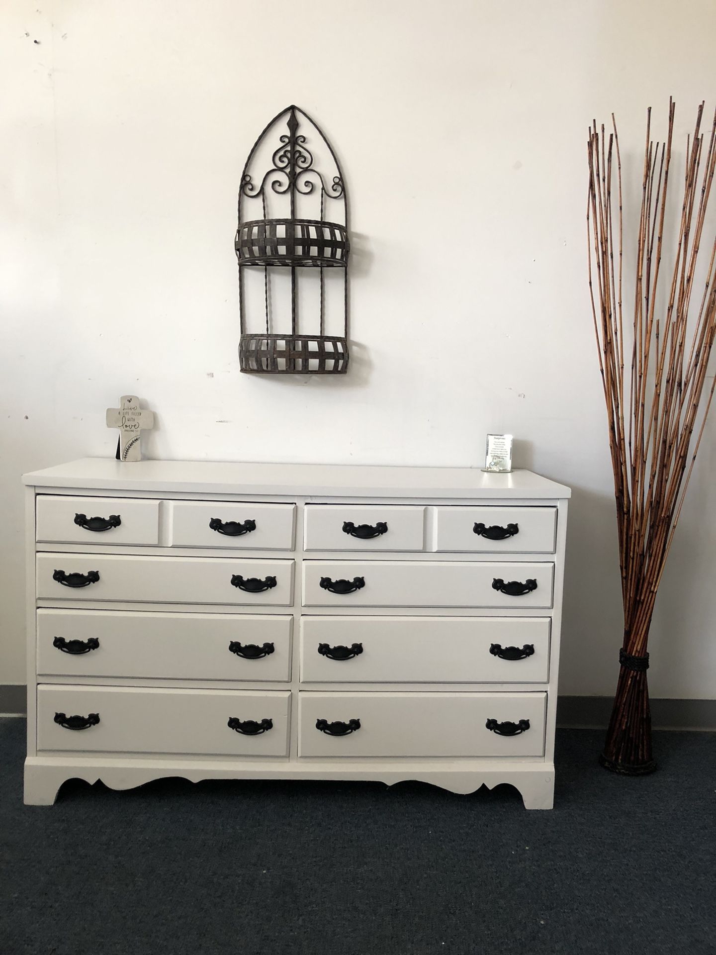 Beautiful All White Solid Wood Vintage Dresser!