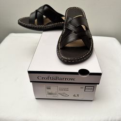 Croft & Barrow, brown leather “Zorah” sandals, size-6.5, New in box!