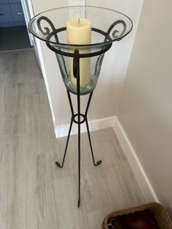 Tall glass candle holder