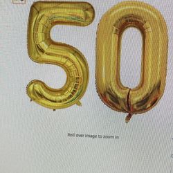 42 Inch Gold Number 50 balloon