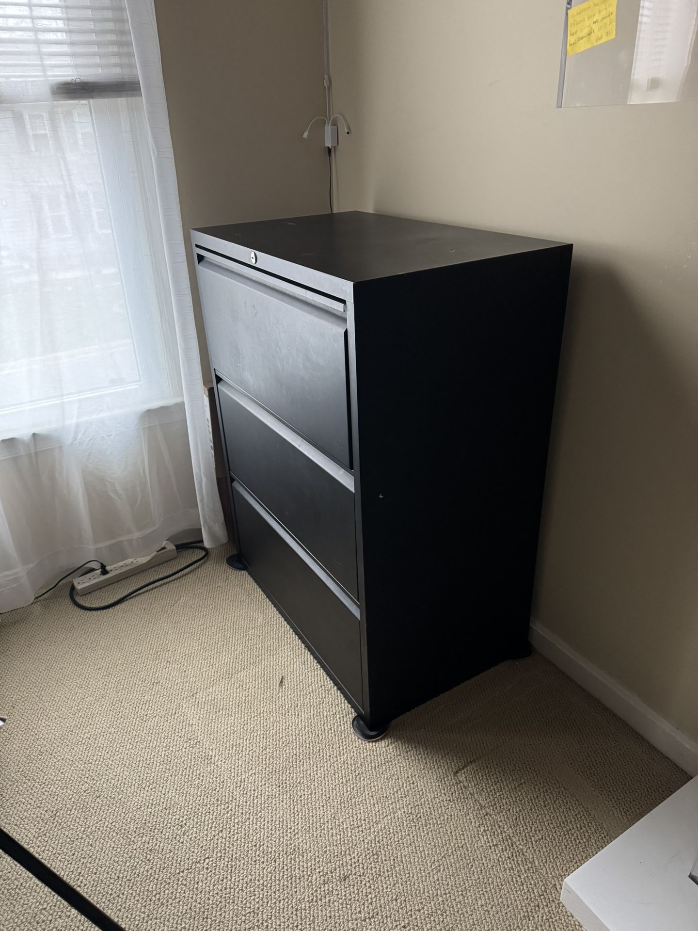 3 Drawer Black Lateral Filing Cabinet