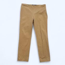 Lauren Ralph Lauren Size 14 Tan Cotton Straight Leg Ankle Cropped Trousers