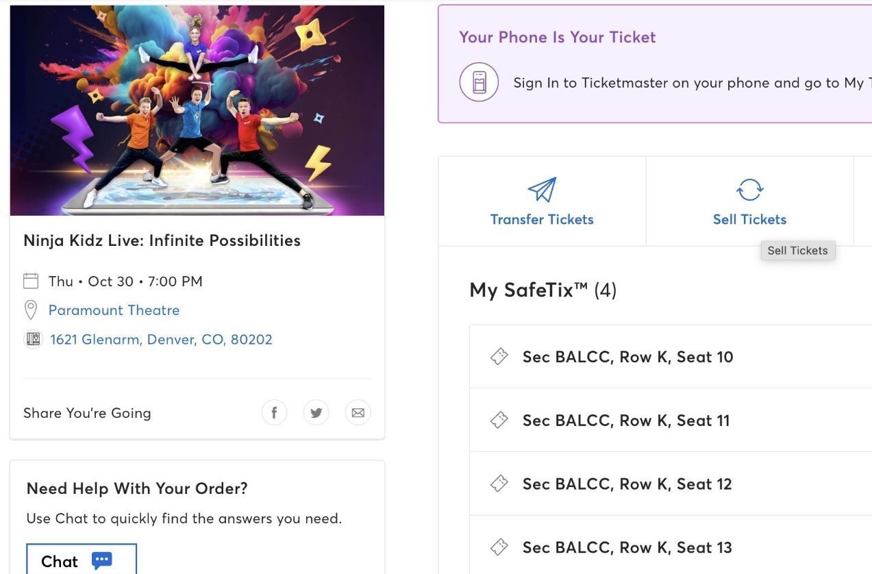 4 Ninja Kidz Tour Tickets - Denver