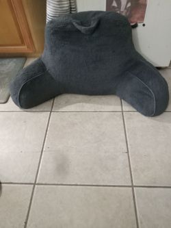 Gray Plush Reading Pillow with Arms