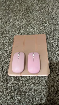 Pink Wireless Mice and Tablet Folio Case