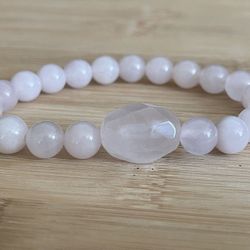 Natural Charged Rose Quartz Bracelet.(known For : Healer, Keep Or Attract Love, remove & Block Negativity, Increase Popularity)