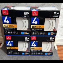 Globe Electric 91127 Slimline 4 in. Integrated LED Canless Recessed Kit (4-Pack)