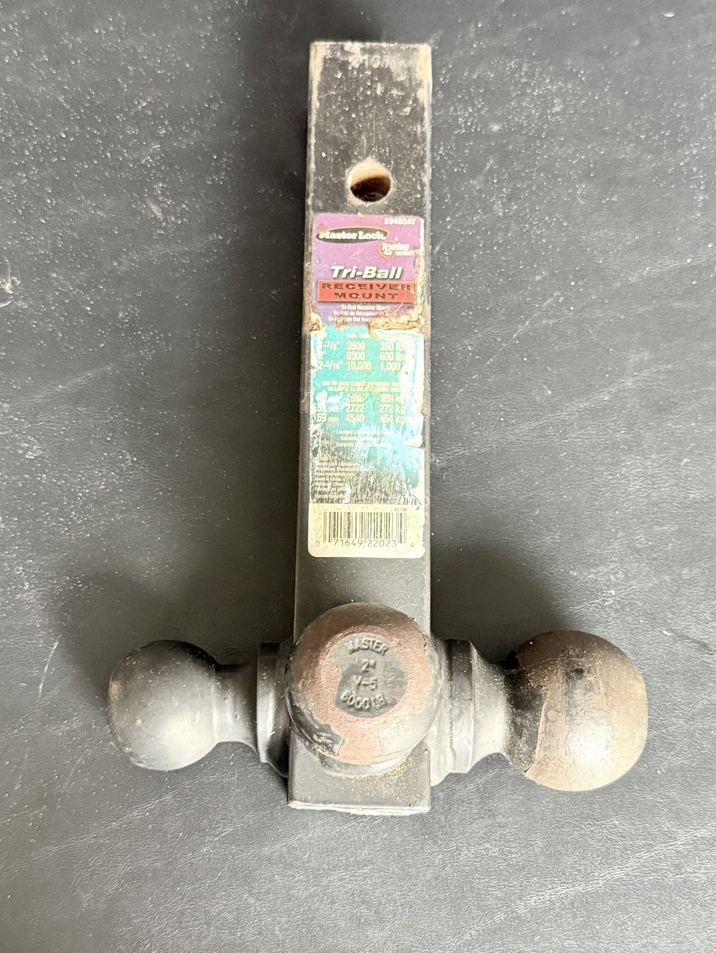 Master Lock 2” 6000 lb Tri-Ball Receiver Mount 2948DAT Trailer Hitch